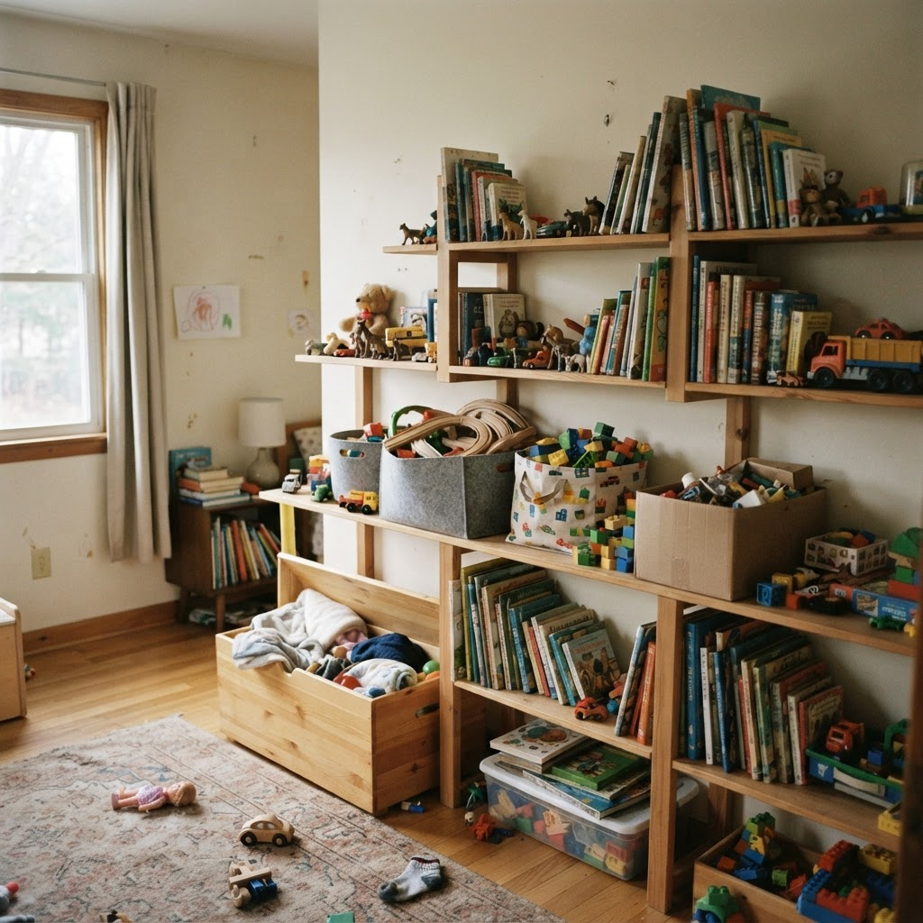 A child's room before organizing