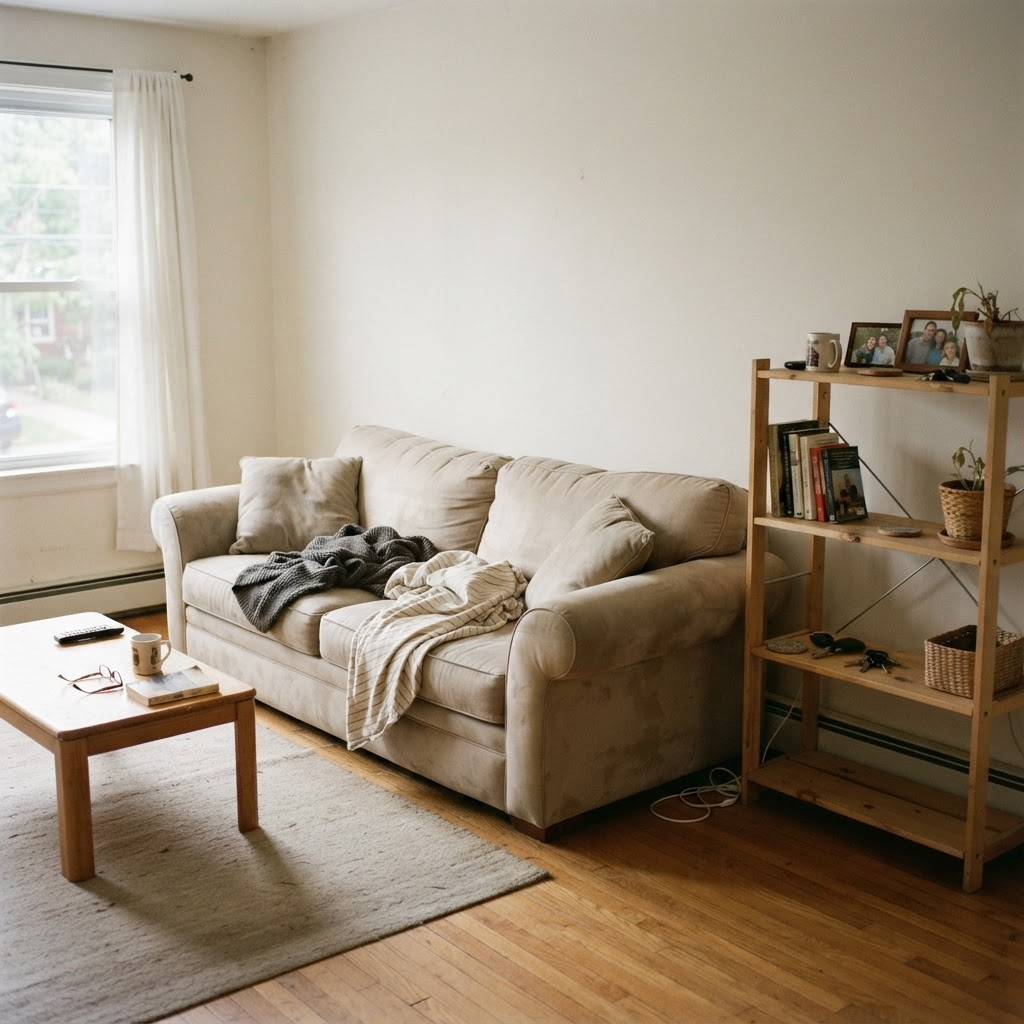An unstyled living room before