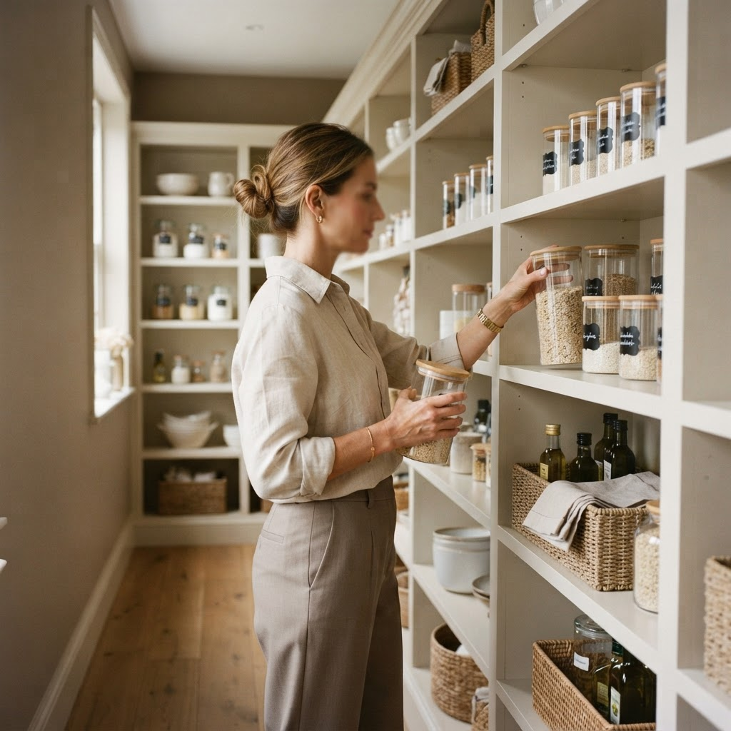 Nathalia working inside a walk-in pantry